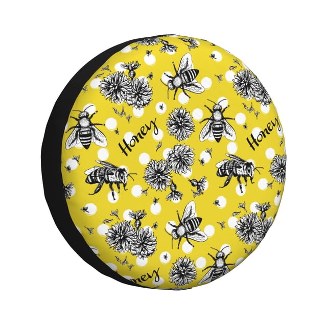 Fotbe Honeybee Funda de Llanta de Repuesto con Estampado, Engrosada, Ajuste Universal para Jeep, Remolque, RV, SUV, Camión-16 inch