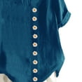 thumbnail image 4 of Pompotops Womens Plus Size O-Neck Short Sleeve Print Buttons Cotton Linen Vintage Tops, 4 of 4