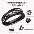 thumbnail image 3 of Men’s Black Magnetic Cross Bracelet – Stainless Steel Beads Leather Wristband “Love You Forever”, Minimalist Faith Jewelry, 3 of 9