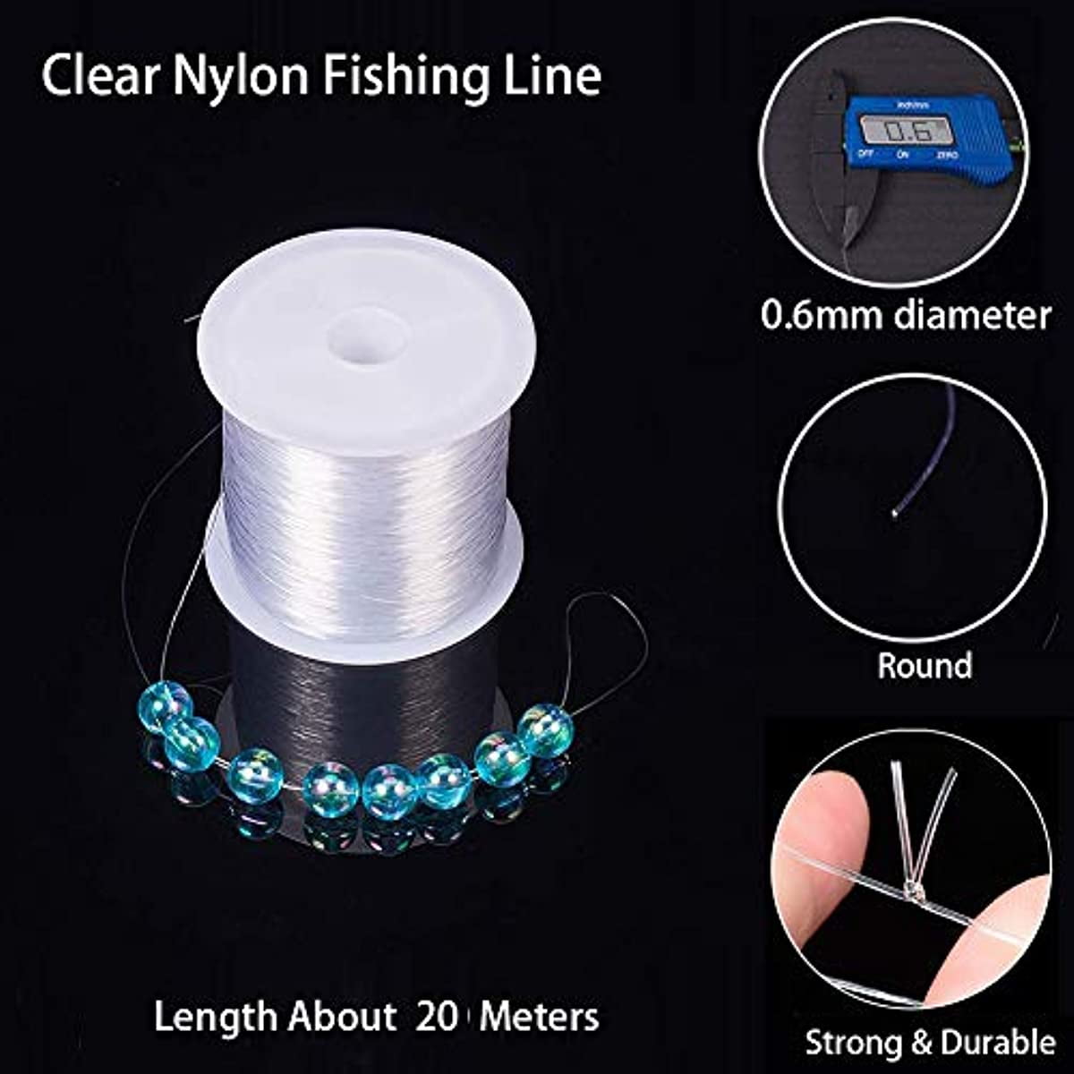 1 Roll Transparent Fishing Thread Nylon Wire White about 0.2mm in diameter  about 142.16 yards 130m 