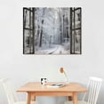 thumbnail image 2 of Nawypu  Canvas Print Wall Art Window View Rustic Winter Snow Forest Tree Path Wilderness Nature Photography Realism Scenic Landscape Colorful Multicolor for Living Room, Bedroom, Office, 2 of 4