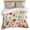 Red, variant on 3 Piece Pink Orange Teal Spring Floral Duvet Cover Set Queen Size,Microfiber Comforter/Quilt Cover with Corner Ties and 2 Pillowcases,Watercolor Botanical Summer Flowers Bedding with Zipper Closure
