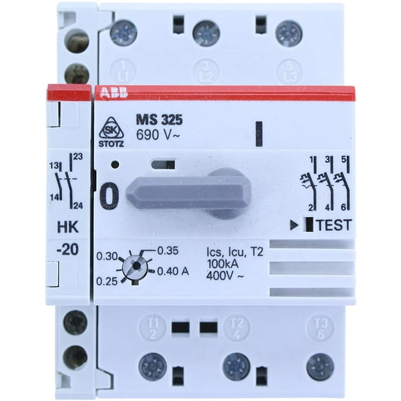ABB MS325 690V 4-6.3 AMP 690V MOTOR STARTER W/MS325-HK20 5 AMP 250V CONTACT