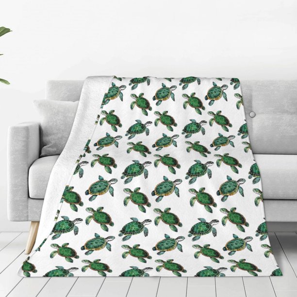 Balery Watercolor Turtle Manta de Felpa Suave y Acogedora – Cobija de Franela Aterciopelada para Cama, Lavable y Cálida para Sofá, Mascotas, Transpirable-40"x30"