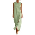 thumbnail image 2 of Qzwdhjm Womens Linen Sleeveless Maxi Dress Cowl Neck Side Slit Dressy Casual Tank Dresses with Buttons for Summer Lounge Vacation, 2 of 7