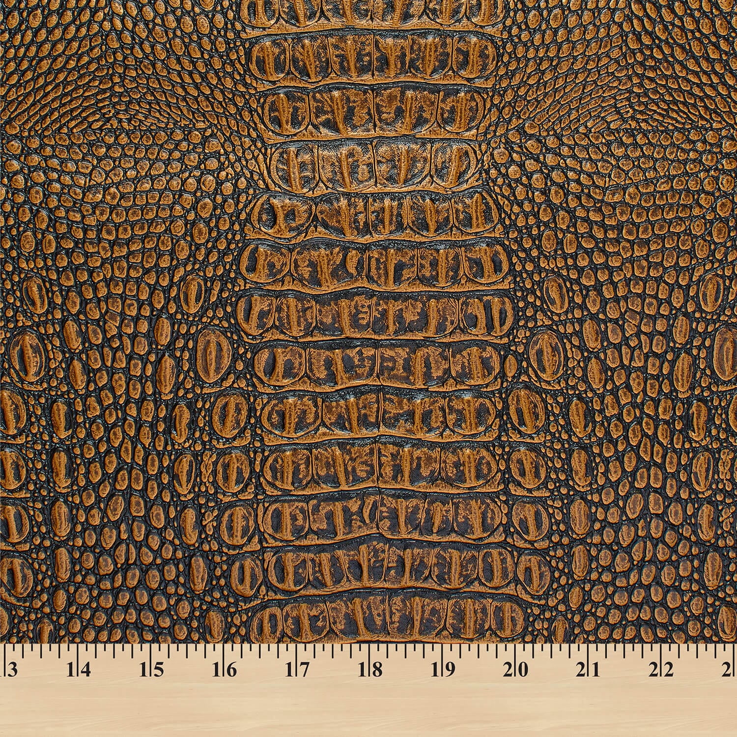 Ottertex® Crocodile Vinyl Leather 56” PVC Polyester Waterproof Fabric By The Yard - Gold (5 Yard)