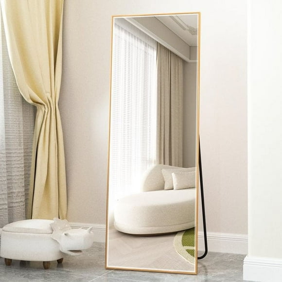 BEAUTYPEAK 64" x 21" Full Length Mirror Large Rectangular Floor Mirrors Standing Hanging or Leaning, Gold