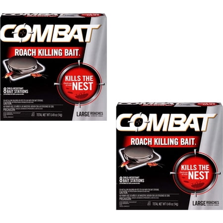 Roach Killing Bait  Large Roach Bait Station  Kills The Nest  Child-Resistant  8 Count- 2 Pack