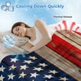 thumbnail image 3 of Vintage American Flag Cooling Blanket, Lightweight Breathable Summer Throw Blanket with Double Sided Cold Effect,Blue Star Red Striped Wooden Picnic Beach Blankets Bed Sheet for Hot Sleepers 30"x40", 3 of 8