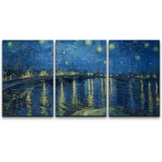 wall26 Canvas Print Wall Art Set Starry Night Over The Rhone by Vincent Van Gogh Nature Wilderness Illustrations Fine Art Relax/Calm Multicolor for Living Room, Bedroom, Office - 24"x36" x