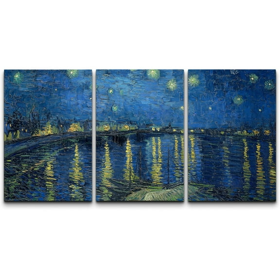 wall26 Canvas Print Wall Art Set Starry Night Over The Rhone by Vincent Van Gogh Nature Wilderness Illustrations Fine Art Relax/Calm Multicolor for Living Room, Bedroom, Office - 24"x36" x