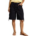 thumbnail image 2 of Breezora Women’s Baggy Cargo Denim Shorts – Wide Leg Knee Length Shorts with Pockets & Drawstring Waist, 2 of 6