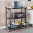 thumbnail image 1 of Kitchen Folding Storage Rack Multi-layer Microwave Oven Pan Removable Kitchen Stand Removable Metal Organizer Shelf, Black, 3 Layer, 1 of 8