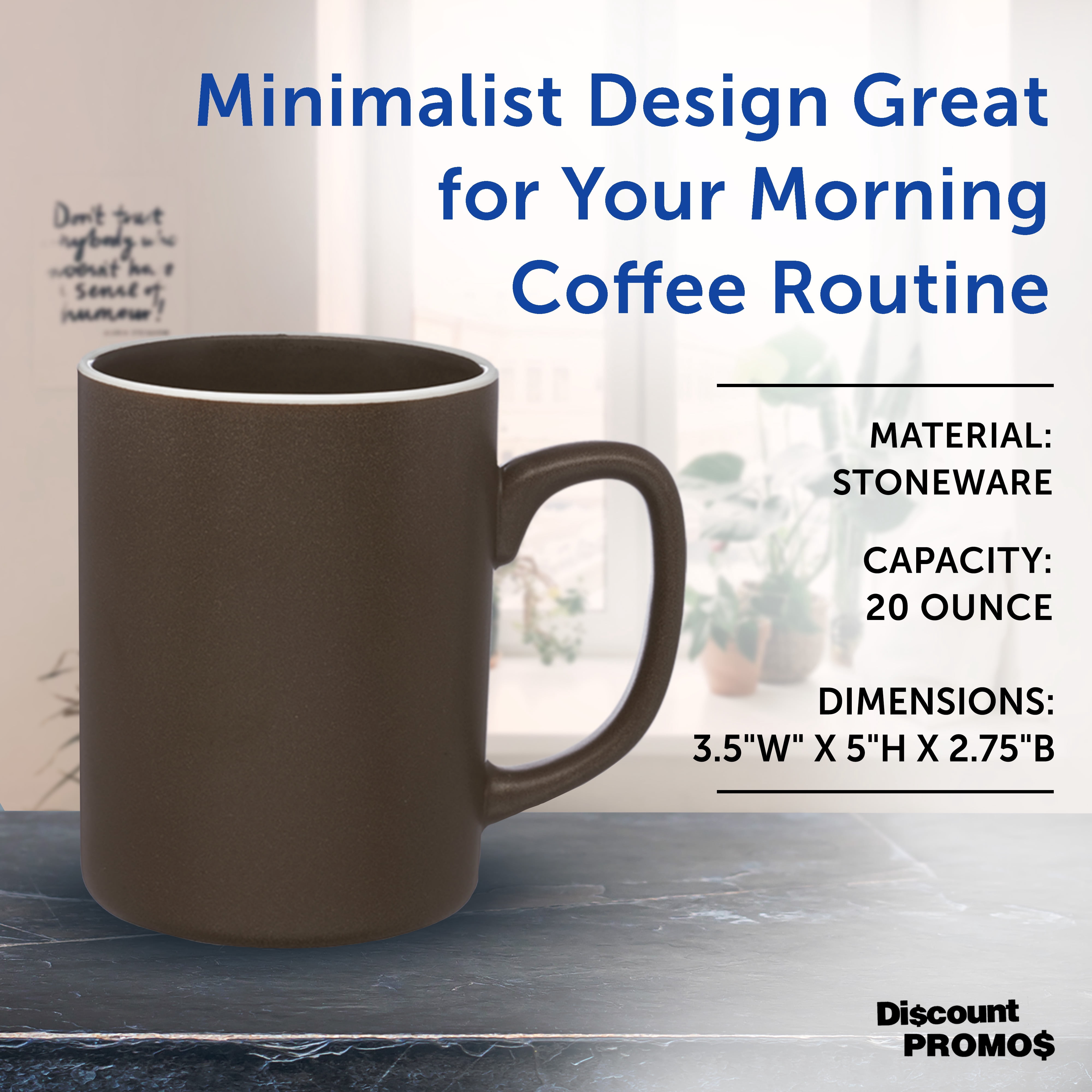 El Grande Matte Ceramic Mugs 20 oz. Set of 12, Bulk Pack - Perfect for Tea, Espresso, Cappuccino, Hot Cocoa - Dark Brown