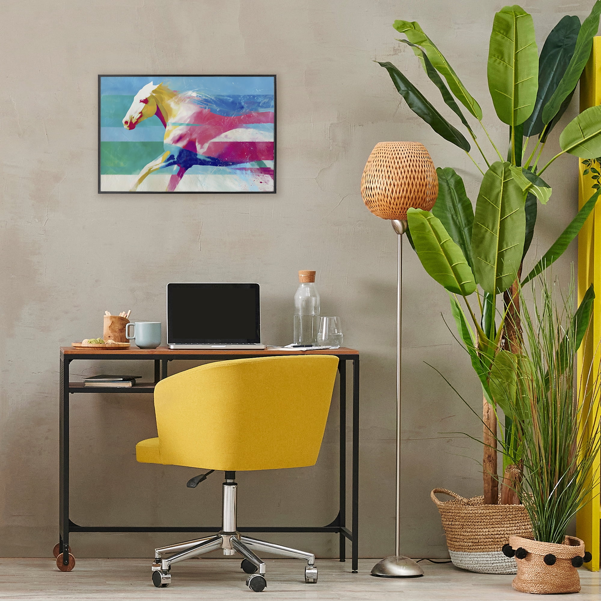 Stupell Industries Abstract Horse In Stripes Black Framed Giclee Art, design by Chromatic Storm Studio