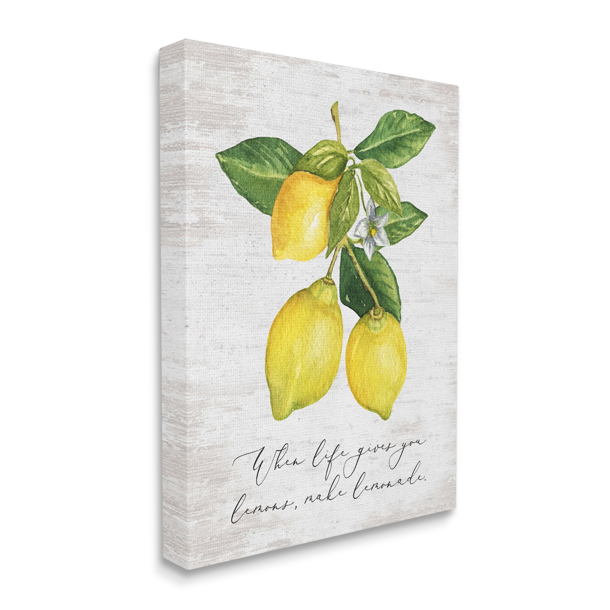 Stupell Industries Life & Lemons Phrase Food & Beverage Painting Gallery Wrapped Canvas Print Wall Art, 36 x 48