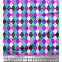 Soimoi Purple Cotton Jersey Fabric Argyle Check Printed Craft Fabric by the Yard 58 Inch Wide