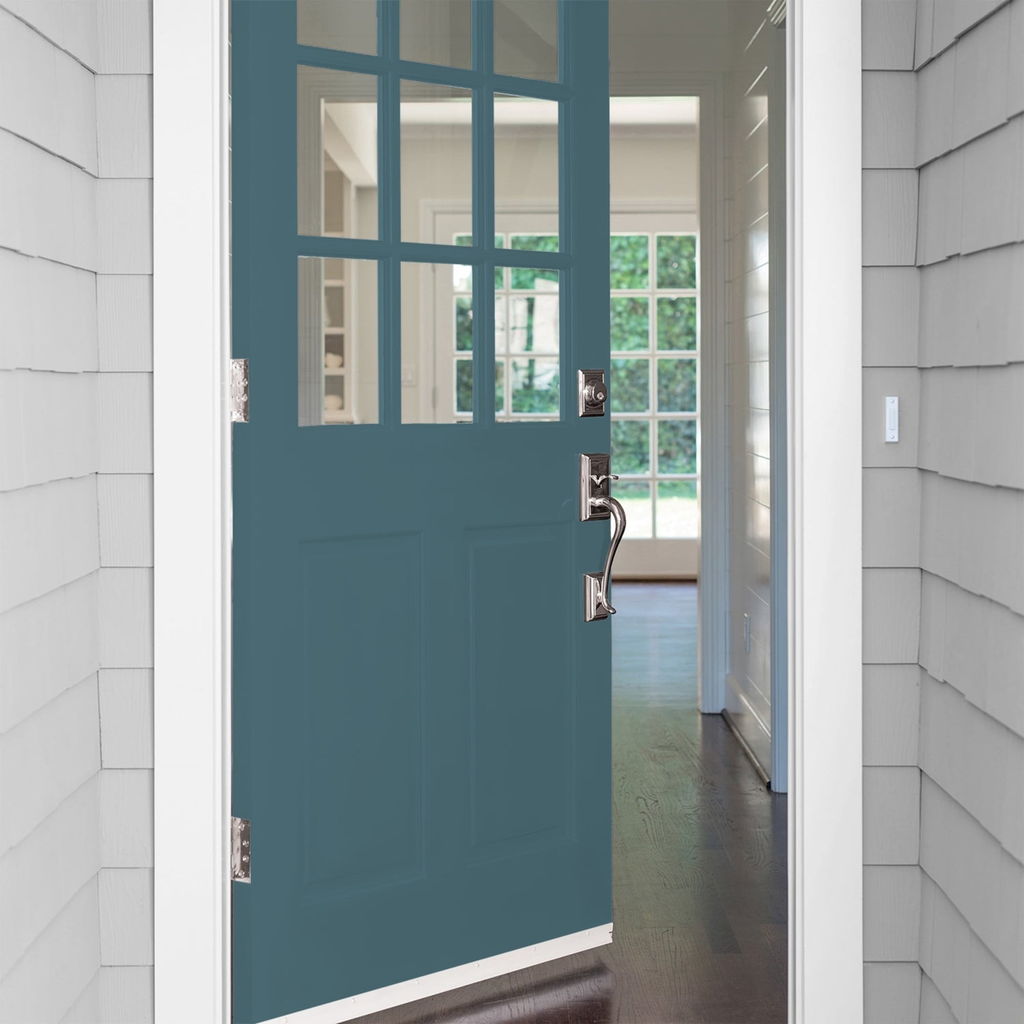 Glidden HEP Azalea Leaf / Blue Satin Exterior Paint with Primer, 1 Gallon