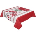 thumbnail image 2 of Red Flower Rectangle/Square/Round Waterproof Tablecloths 52x52 inch Spring Floral Summer Botanical Res Striped Polyester Table Cloth Table Cover Tabletop for Wedding Party Dinner, 2 of 5