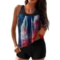 thumbnail image 3 of Yeaiivve Women High-Waisted Tankini 2Pcs Set - Padded Independence Day Printed Top & Boyshorts, Conservative Style for Vacation, Lightweight, 3 of 6