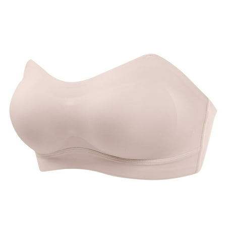 Wedfrse Strapless Bra Seamless Bras Women Dress Strapless Trackless Underwear Bra Latex Wedding Bras for Women Sexy Bras Comfortable Bras Beige XL