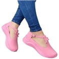 thumbnail image 4 of Womens Clearance under $10 2025 Clearance! asdoklhq Flat Shoes for Women Women's Ladies Shoes Casual Daily Buckle Closed Toe Platform Sneakers Pink 37, 4 of 7