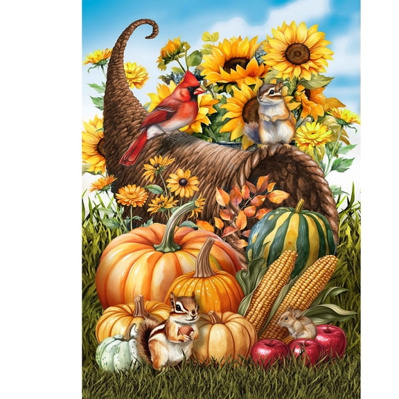 Briarwood Lane Fall House Flag 40x28 For Outdoor Cornucopia and Critters For Fall House Flag