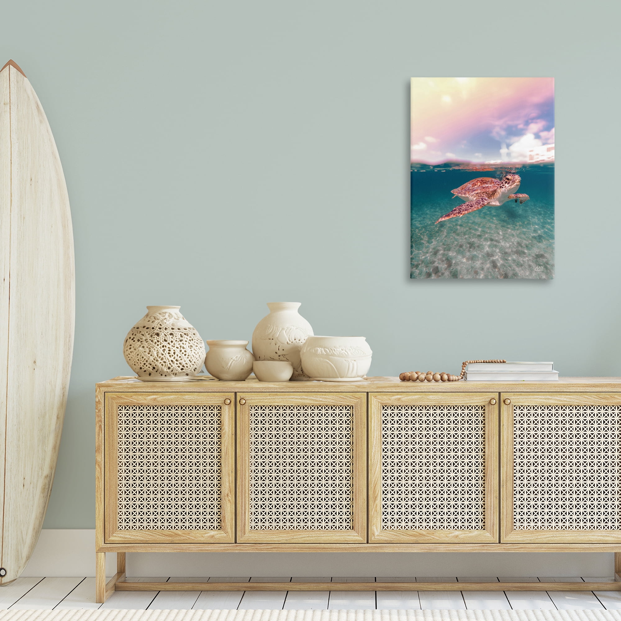 Stupell Industries Above & Below Sea Turtle Animals Photography Wrapped Canvas Art Print Wall Art, 24 x 36