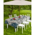 thumbnail image 4 of nqOlkjepod Boho Flower Blue Gray Outdoor Tablecloth with Umbrella Hole & Zipper, Retro National Floral Textured Rectangle Table Cover 60x102 Inch, Dining Waterproof Table Cloth Protector for Patio, 4 of 7