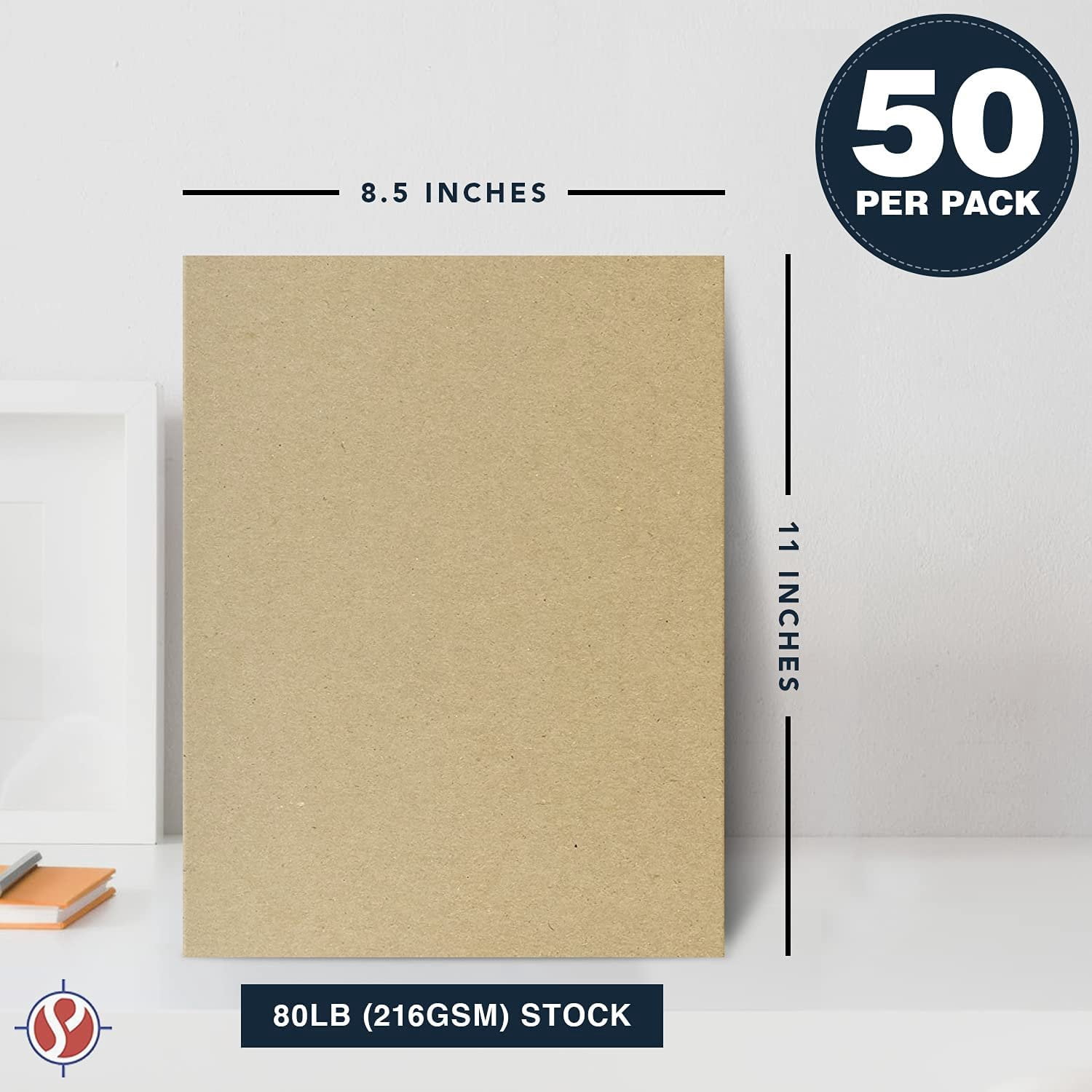 Brown Kraft Cardstock Paper, Heavyweight 8.5 x 11" Card Stock for Business Greeting Cards & Invitations, Gift Tags, Art & Crafts and More! | 80lb (216gsm) Cover | 50 per Pack