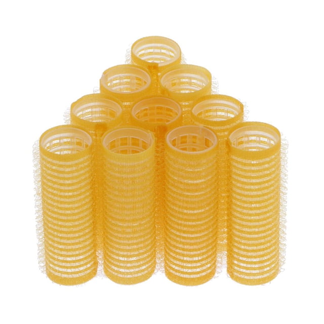 10x Curling Curls Sticky Styling Curlers 20mm 10X-yellow-20mm