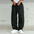 thumbnail image 4 of Ceisia Men Solid Color Loose Casual Pants Elastic Waist Drawstring Sports Gift Work Trousers, 4 of 9