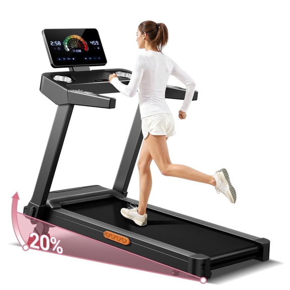 SONITU 20% Manual Incline Treadmill for Home, Foldable 3.5 HP Motor Running Machine, 400 lbs Capacity