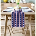 thumbnail image 6 of Table Runner Dresser Scarves 48 Inch Long,USA 4th July Star on Blue Linen Dining Table Runners Patriotic Geometric Red White Stripe Tabletop Scarf for Wedding Holiday Party Kitchen, 6 of 7