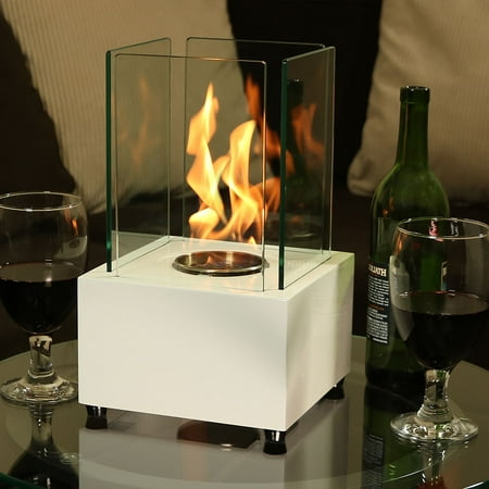 Sunnydaze Cubic Tabletop Fireplace Indoor Ventless Bio Ethanol