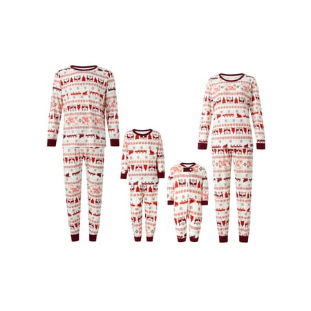 

wybzd Family Christmas Matching Outfits Long Sleeve T-Shirt Santa Claus Elk Cartoon Print+Casual Trouser Pant Set
