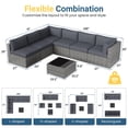 thumbnail image 6 of Royalcraft 7 Pieces Patio Conversation Sets, All-Weather PE Grey Wicker Outdoor Rattan Sectional Sofa, Patio Sofa Couch with Table and Grey Cushions, 6 of 9