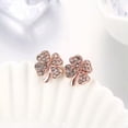 thumbnail image 6 of QQTDFG Rose Gold Platinum Plated Earrings Stud AAA Zirconia Push Back Clover .48" L251-18K Gold Rose Plated, 6 of 7