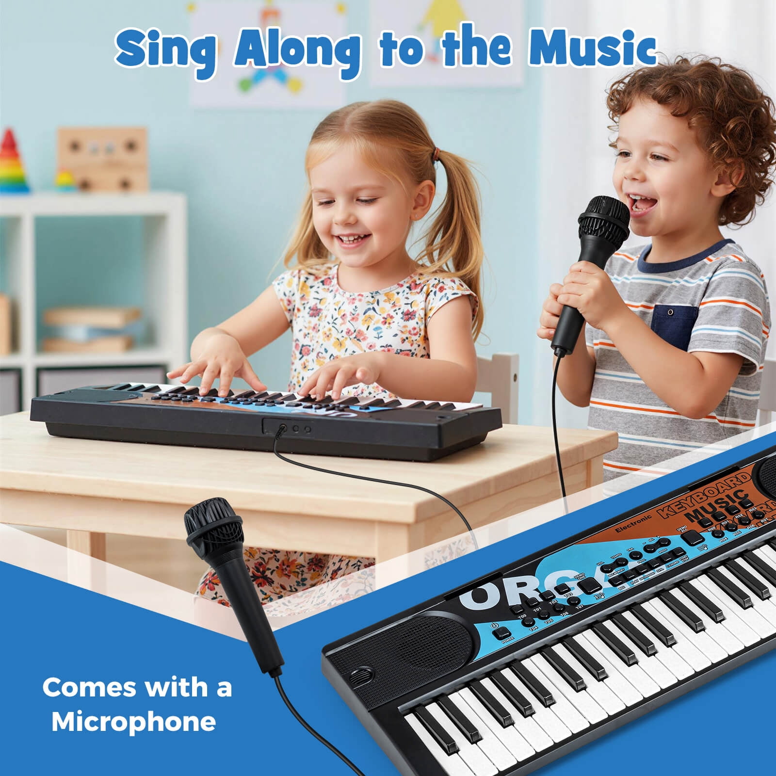Costway 49 Keys Portable Electric Keyboard Piano with 8 Rhythms, 8 Tones & 10 Demos, Black