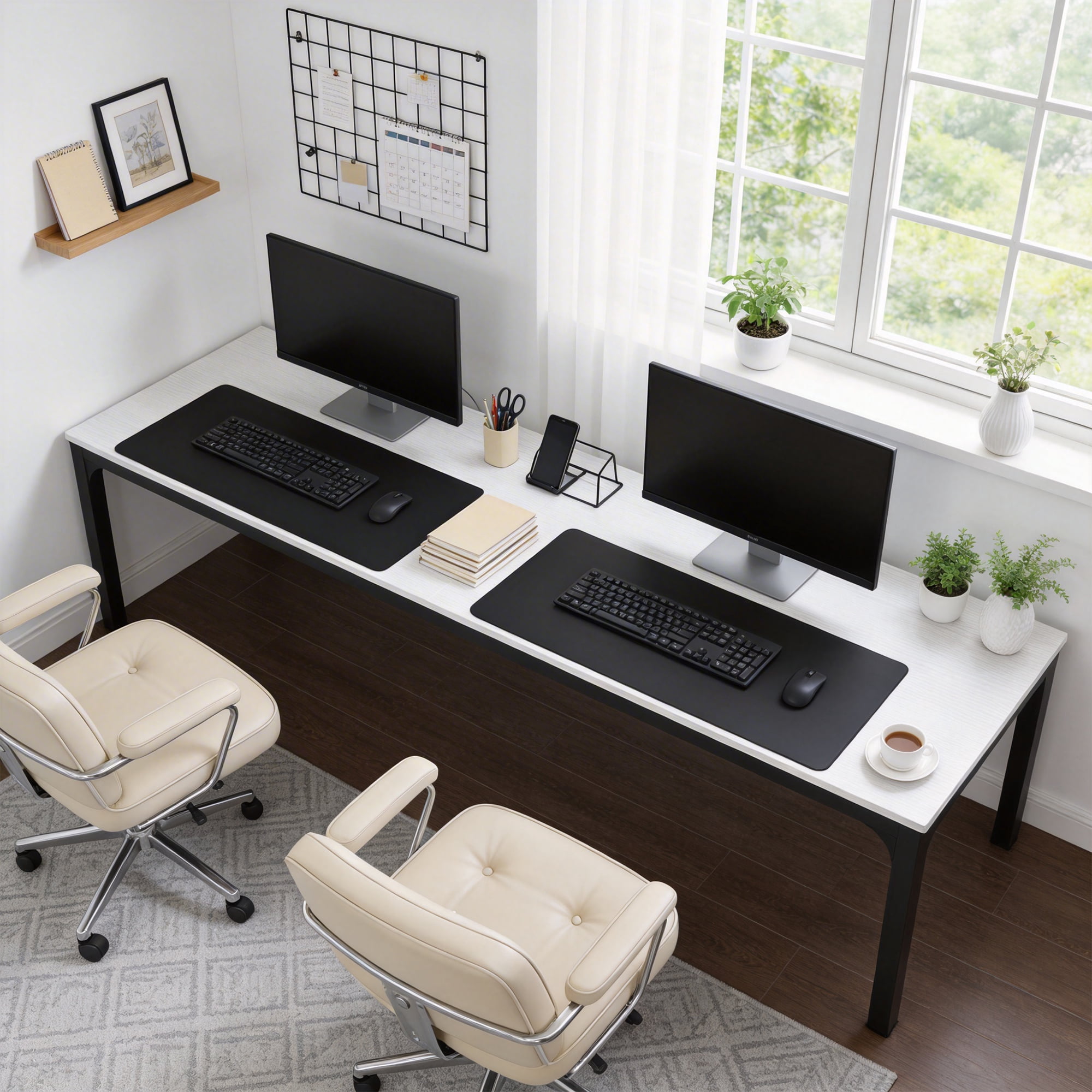 MAYEERTY 78.7" Extra Long Industrial Double Workstation Desk, 2-Person Home Office Desk with Heavy-Duty Metal Frame, 200lbs Capacity MDF Tabletop