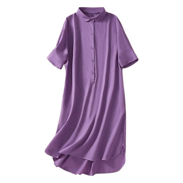 Vestido sin mangas con cuello y botones para mujer - Poliéster ligero para ropa informal de verano