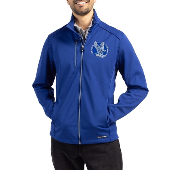 Men's Cutter & Buck Blue Air Force Falcons Evoke Eco Softshell Recycled Full-Zip Jacket