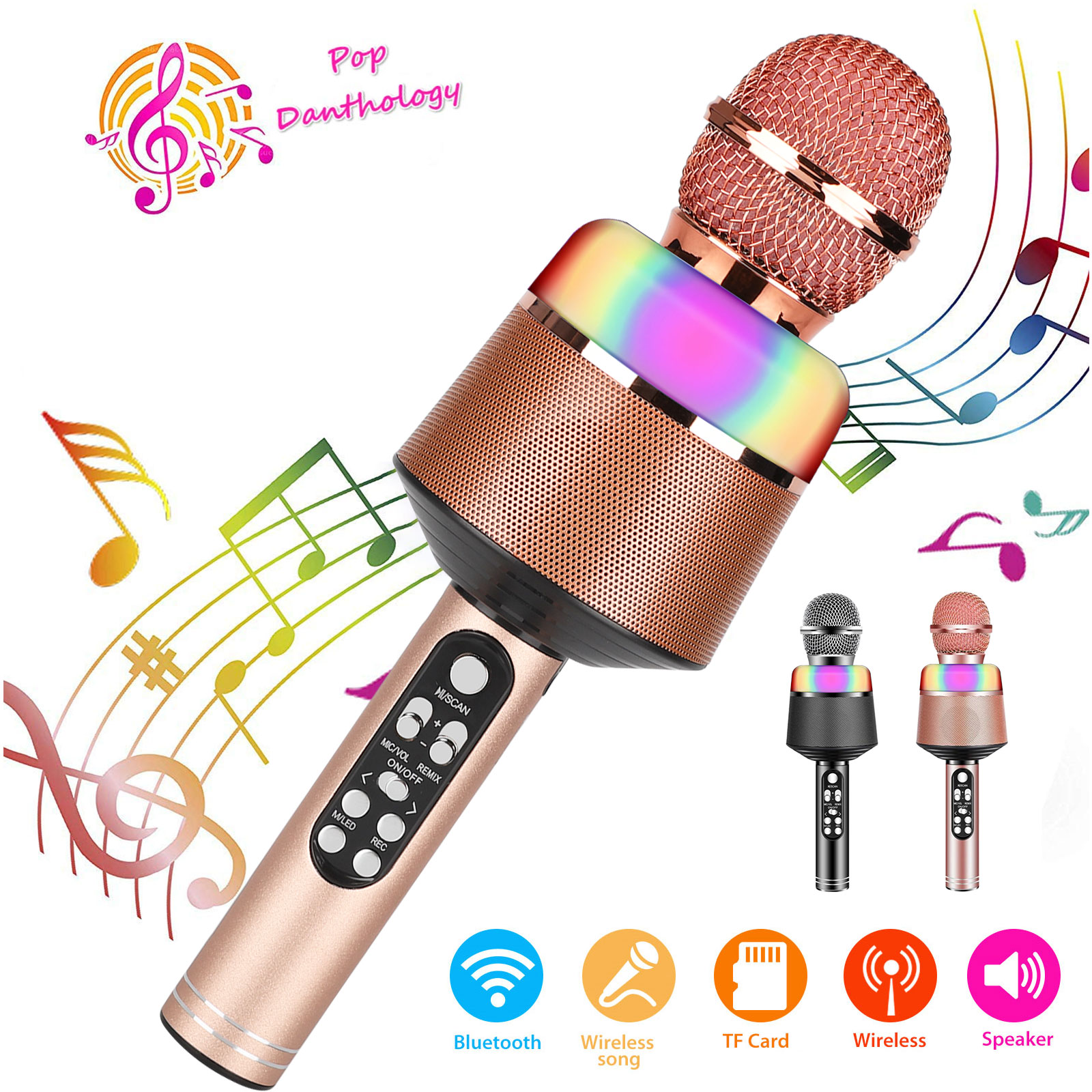 TSV Multifunction Wireless Bluetooth Karaoke Microphone Speaker and