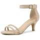 thumbnail image 1 of Sandalias de correa de tobillo Allegra K Zapatos Tacón Bajo de Aguja para Mujeres Beige 40, 1 of 6