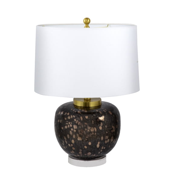 A&B Home Amir Glass Table Lamp - 16"Dia. x 22"H - Black/Gold/White