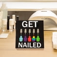 thumbnail image 5 of JennyGems Nail Stylist Gifts Nail Salon Decor, Nail Tech Gifts for Women, Get Nailed Manicurist Gift, 5.5x5.5 Inch Wood Sign, Nail Polish Gifts Cosmetology Gift, Beauty Salon Decor Nail Artist (Black), 5 of 8