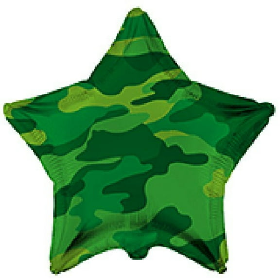 18 inch Star Military Camo Foil Mylar Balloon - Party Supplies Decorations