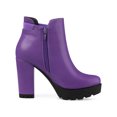 thumbnail image 3 of BLISSFUL STEP Women's Block High Heel Platform Zip Chelsea Boots Purple 7.5, 3 of 6