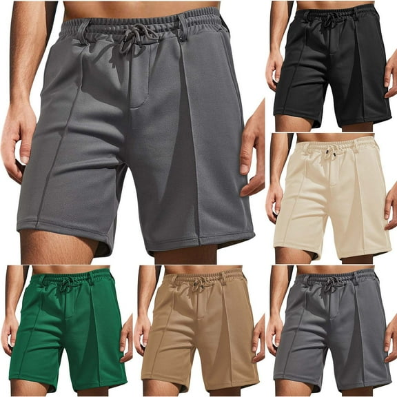 Titcea Mens Shorts Solid Color Elastic Waist Drawstring Shorts with Pockets Loose Comfort Hawaiian Vacation Summer Casual Beach Shorts(S-3XL)