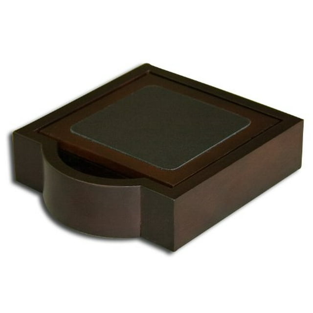 Dacasso Ensemble de 4 Dessous de Verre en Noyer et Cuir